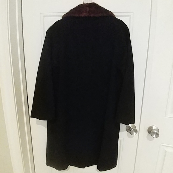 Vintage Cashmere hand tailored black coat fur EUC - Picture 7 of 8